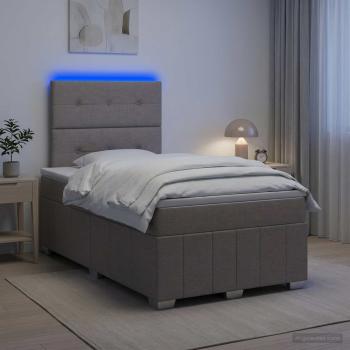 LED Boxspringbett mit Matratze Taupe 120 x 190 cm Stoff