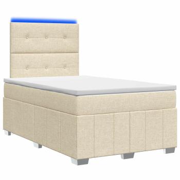 LED Boxspringbett mit Matratze Creme 120 x 190 cm Stoff