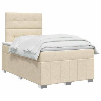 LED Boxspringbett mit Matratze Creme 120 x 190 cm Stoff