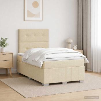 LED Boxspringbett mit Matratze Creme 120 x 190 cm Stoff