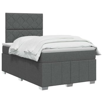 LED Boxspringbett mit Matratze Dunkelgrau 120 x 190 cm Stoff