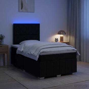 ARDEBO.de - LED Boxspringbett mit Matratze Schwarz 120 x 190 cm Stoff