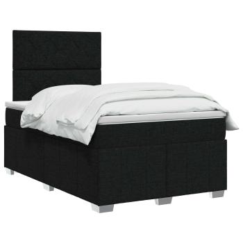 LED Boxspringbett mit Matratze Schwarz 120 x 190 cm Stoff