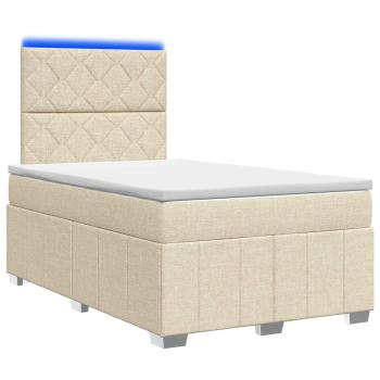 LED Boxspringbett mit Matratze Creme 120 x 190 cm Stoff