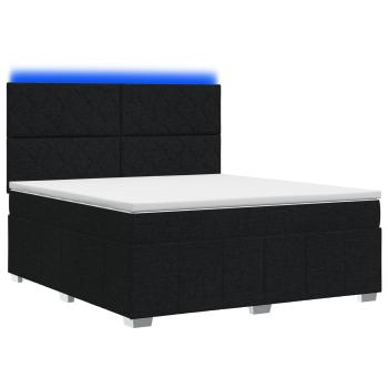 LED Boxspringbett mit Matratze Schwarz 140 x 200 cm Stoff