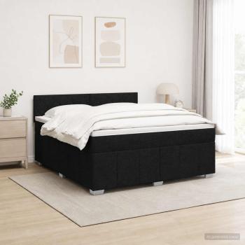 LED Boxspringbett mit Matratze Schwarz 140 x 200 cm Stoff