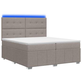 LED Boxspringbett mit Matratze Taupe 200 x 200 cm Stoff