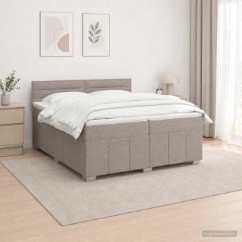 LED Boxspringbett mit Matratze Taupe 200 x 200 cm Stoff