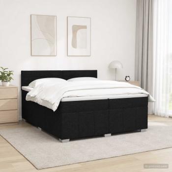 LED Boxspringbett mit Matratze Schwarz 200 x 200 cm Stoff