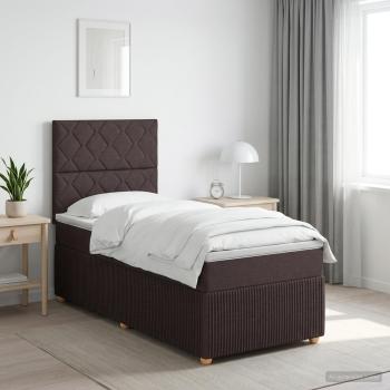 LED Boxspringbett mit Matratze Dunkelbraun 80 x 200 cm Stoff