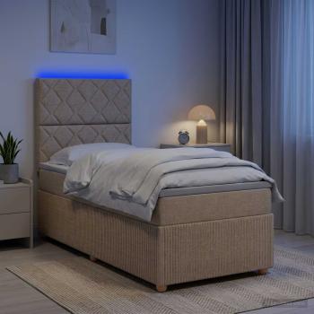 LED Boxspringbett mit Matratze Creme 80 x 200 cm Stoff