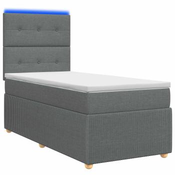LED Boxspringbett mit Matratze Dunkelgrau 100 x 200 cm Stoff