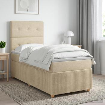 LED Boxspringbett mit Matratze Creme 100 x 200 cm Stoff
