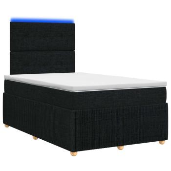 LED Boxspringbett mit Matratze Schwarz 120 x 190 cm Stoff
