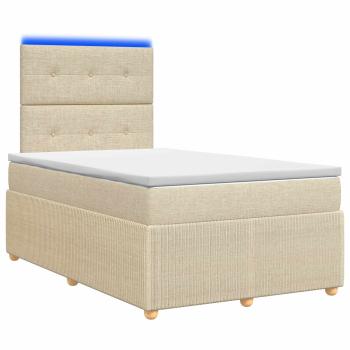 LED Boxspringbett mit Matratze Creme 120 x 190 cm Stoff