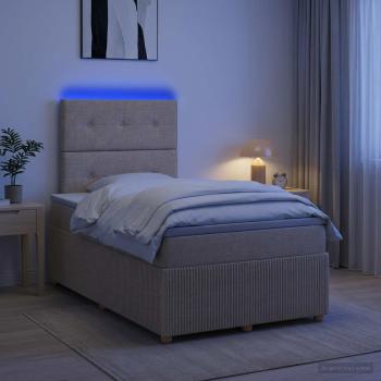 LED Boxspringbett mit Matratze Creme 120 x 190 cm Stoff