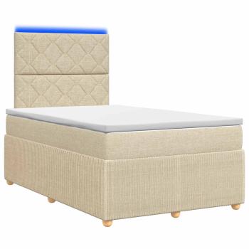 LED Boxspringbett mit Matratze Creme 120 x 190 cm Stoff