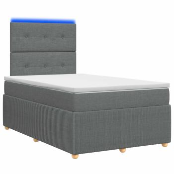 LED Boxspringbett mit Matratze Dunkelgrau 120 x 200 cm Stoff