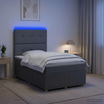 LED Boxspringbett mit Matratze Dunkelgrau 120 x 200 cm Stoff