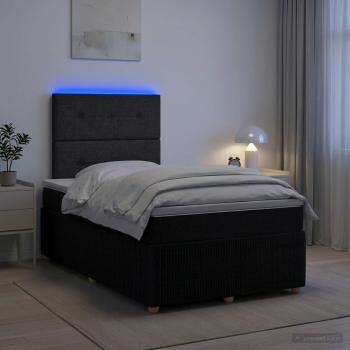 LED Boxspringbett mit Matratze Schwarz 120 x 200 cm Stoff