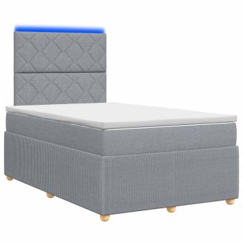 LED Boxspringbett mit Matratze Hellgrau 120 x 200 cm Stoff