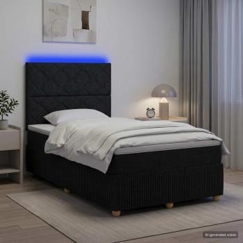 LED Boxspringbett mit Matratze Schwarz 120 x 200 cm Stoff