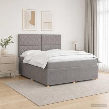 ARDEBO.de - LED Boxspringbett mit Matratze Taupe 140 x 190 cm Stoff