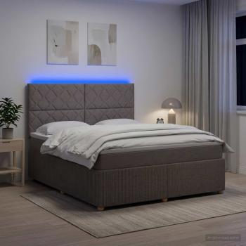 LED Boxspringbett mit Matratze Taupe 140 x 190 cm Stoff