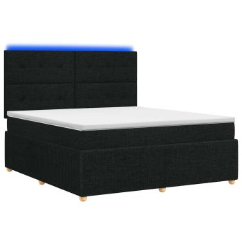 LED Boxspringbett mit Matratze Schwarz 180 x 200 cm Stoff