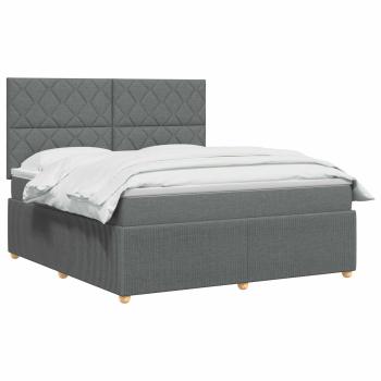 LED Boxspringbett mit Matratze Dunkelgrau 180 x 200 cm Stoff