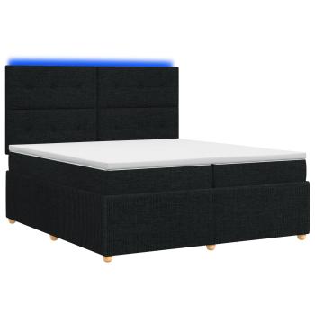 LED Boxspringbett mit Matratze Schwarz 200 x 200 cm Stoff