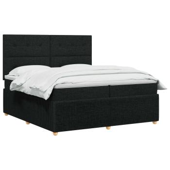 LED Boxspringbett mit Matratze Schwarz 200 x 200 cm Stoff