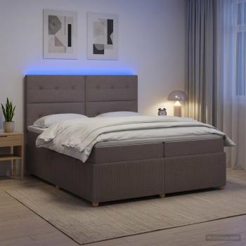 ARDEBO.de - LED Boxspringbett mit Matratze Taupe 200 x 200 cm Stoff