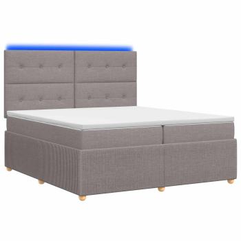 LED Boxspringbett mit Matratze Taupe 200 x 200 cm Stoff