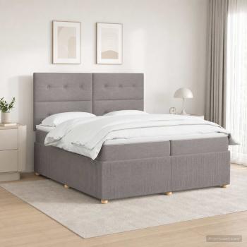 LED Boxspringbett mit Matratze Taupe 200 x 200 cm Stoff
