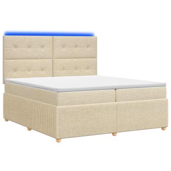 LED Boxspringbett mit Matratze Creme 200 x 200 cm Stoff