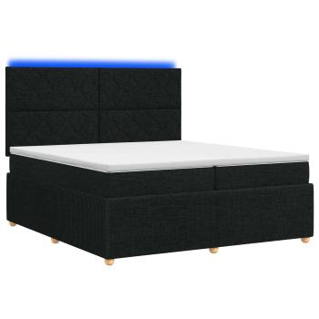 LED Boxspringbett mit Matratze Schwarz 200 x 200 cm Stoff