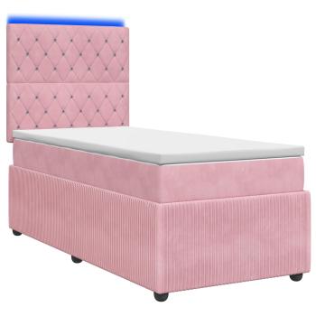 LED Boxspringbett mit Matratze Rosa 80 x 200 cm Samt