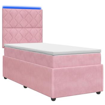 LED Boxspringbett mit Matratze Rosa 90 x 200 cm Samt