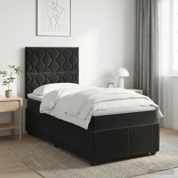 ARDEBO.de - LED Boxspringbett mit Matratze Schwarz 100 x 200 cm Samt