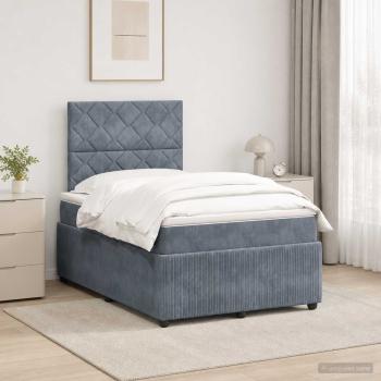ARDEBO.de - LED Boxspringbett mit Matratze Dunkelgrau 120 x 190 cm Samt