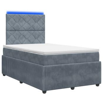 LED Boxspringbett mit Matratze Dunkelgrau 120 x 190 cm Samt