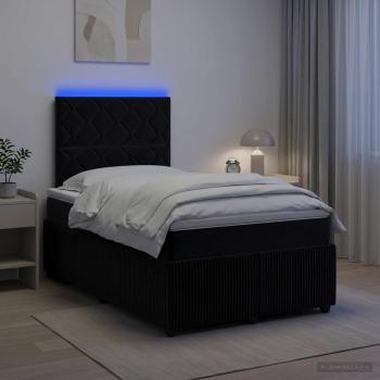 ARDEBO.de - LED Boxspringbett mit Matratze Schwarz 120 x 190 cm Samt