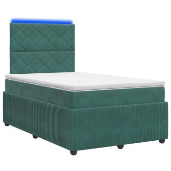 LED Boxspringbett mit Matratze Dunkelgrün 120 x 190 cm Samt
