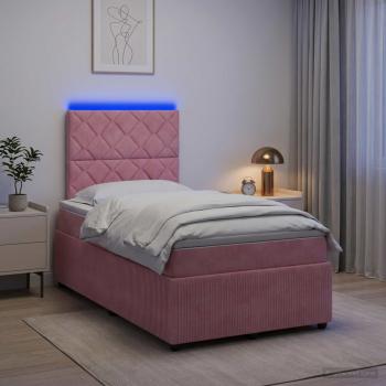 LED Boxspringbett mit Matratze Rosa 120 x 190 cm Samt