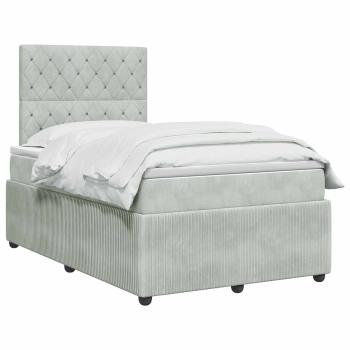 LED Boxspringbett mit Matratze Hellgrau 120 x 200 cm Samt