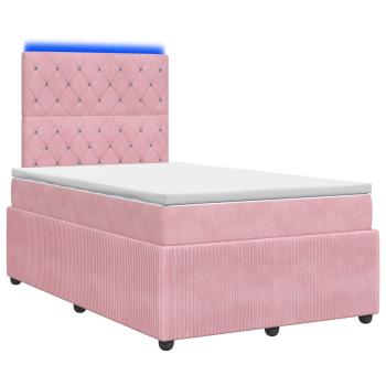 LED Boxspringbett mit Matratze Rosa 120 x 200 cm Samt
