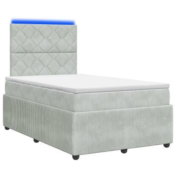 LED Boxspringbett mit Matratze Hellgrau 120 x 200 cm Samt