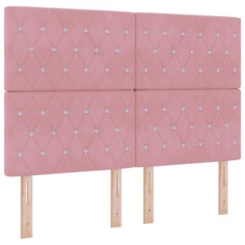 LED Boxspringbett mit Matratze Rosa 140 x 190 cm Samt