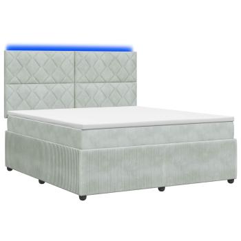 LED Boxspringbett mit Matratze Hellgrau 140 x 200 cm Samt